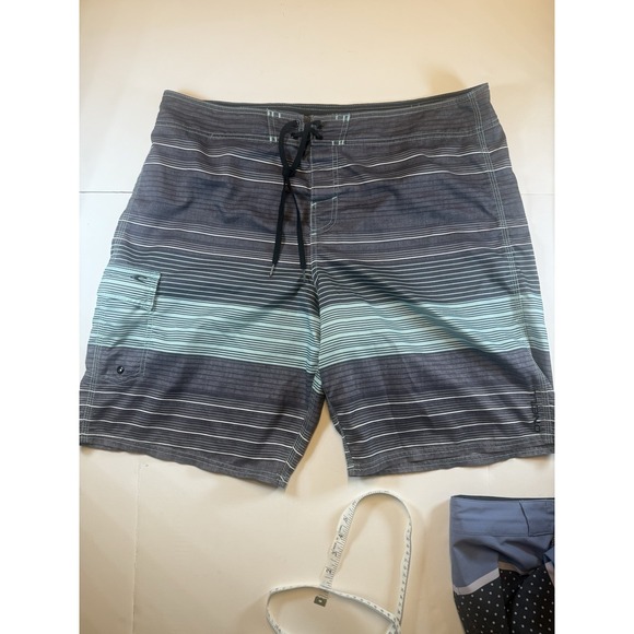 O'Neill Other - O Neill Mens Board Shorts 40 Grey/BLK/Blue Striped‎ Drawstring Cargo Pocket